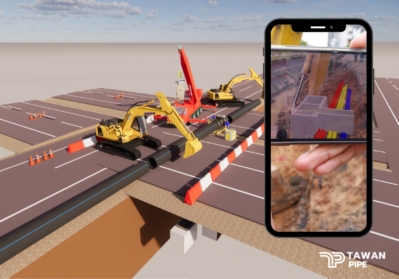เทคโนโลยี AR VR จำลองงานดันลอดท่อ HDD ใต้ดิน งานท่อ HDPE