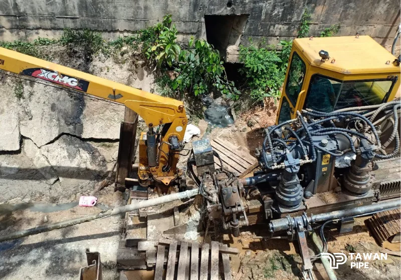 เครื่องดันลอดท่อ HDD งาน Horizontal Directional Drilling ตะวันไพพ์ งานใต้ดิน