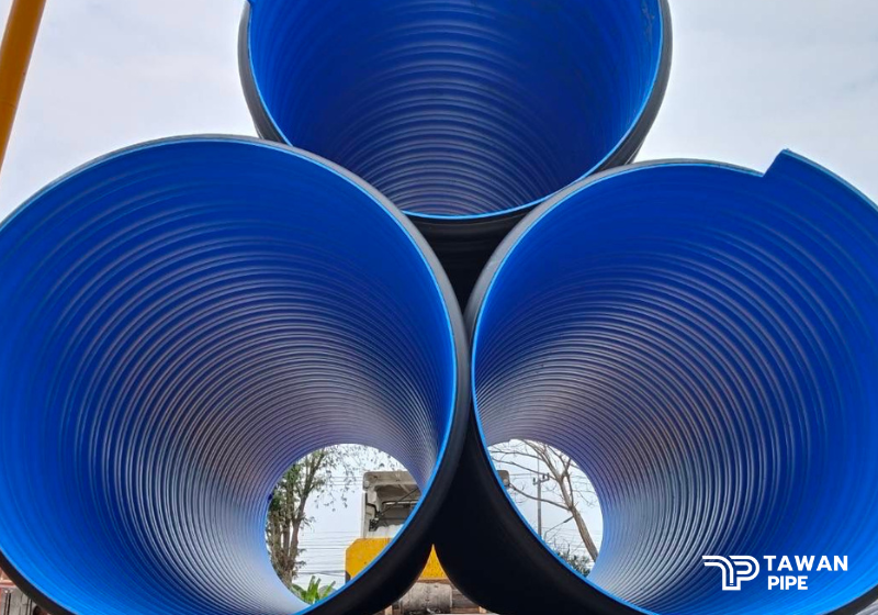 ตะวันไพพ์ – โกดังสินค้าท่อ HDPE ท่อลอนพอลิเอทิลีนเสริมเหล็ก Corrugated PE ขนาดใหญ่